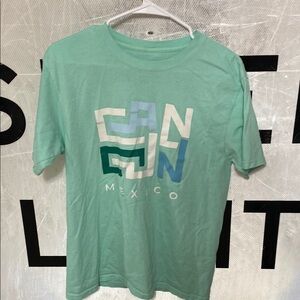 Green Short Sleeve Tee with Graphic Design